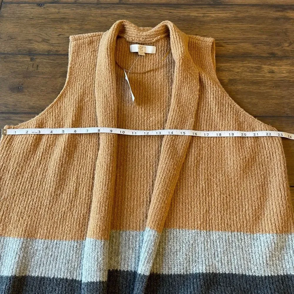 NWT Loft Colorblock Pocket Sweater Vest Size 16/18 Duster Cardigan - Picture 8 of 9